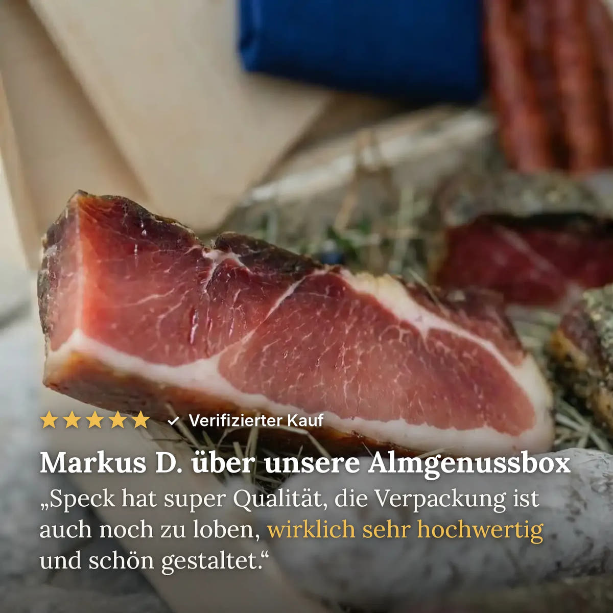 Kundenbewertung: Markus D. über unsere Almgenussbox, 5 Sterne